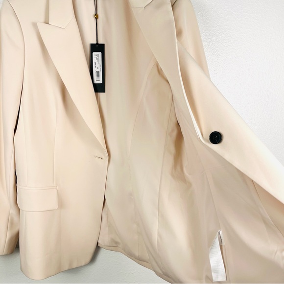 NWT Kobi Halperin XL Jordi Twill Canvas Neutral Beige One-Button Blazer Jacket - Picture 6 of 8